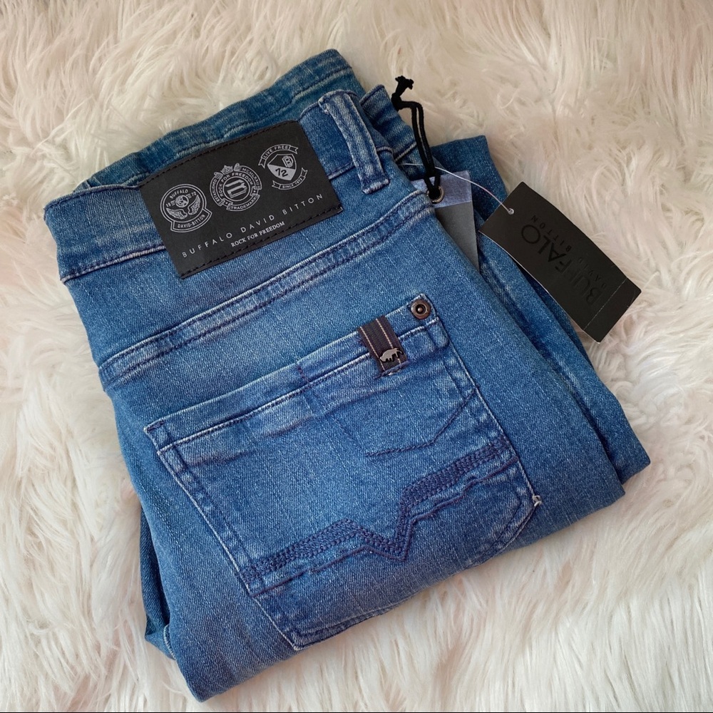 NWT Buffalo David Bitton Girls Jeans Evan-X Slim Stretch Blue Denim Size 14